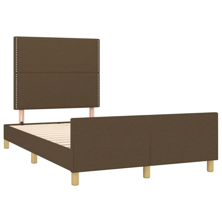Cadre de lit sans matelas marron foncé 120x200 cm tissu - 4