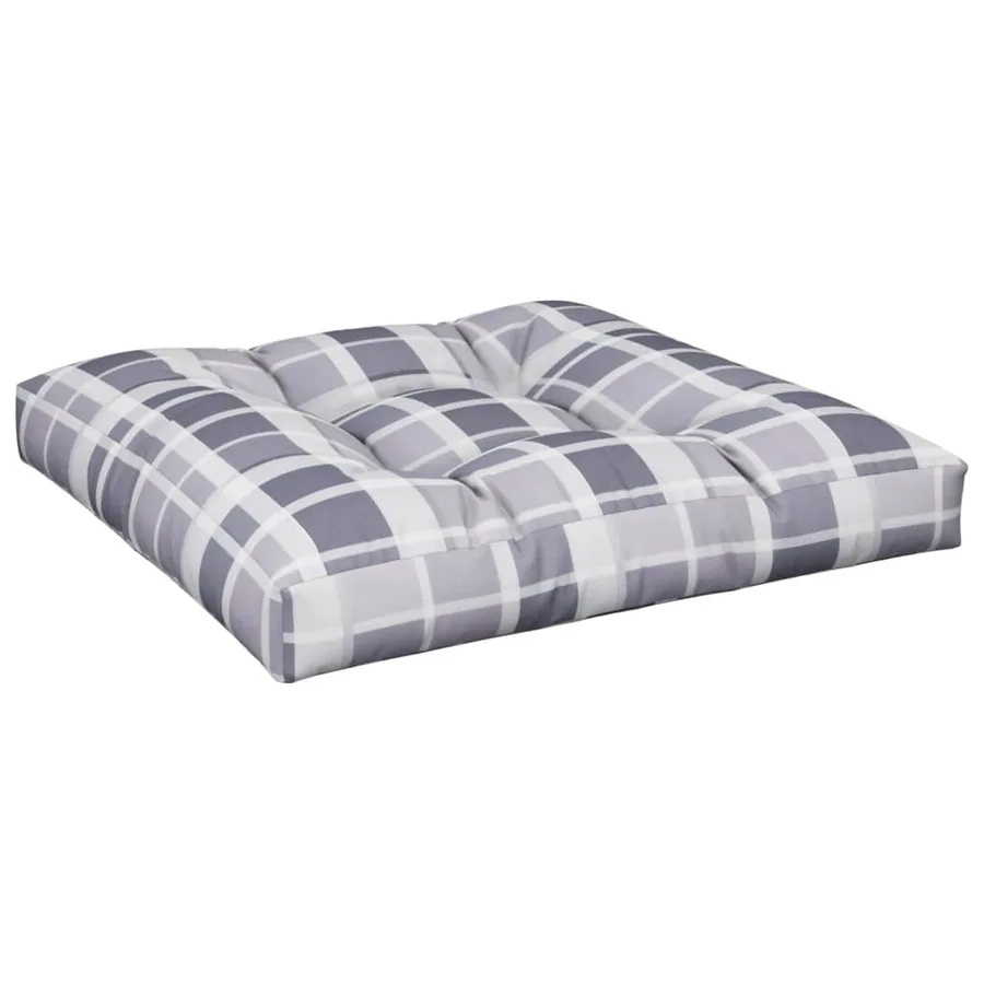 Coussin de palette motif à carreaux gris 80x80x12 cm tissu - 2