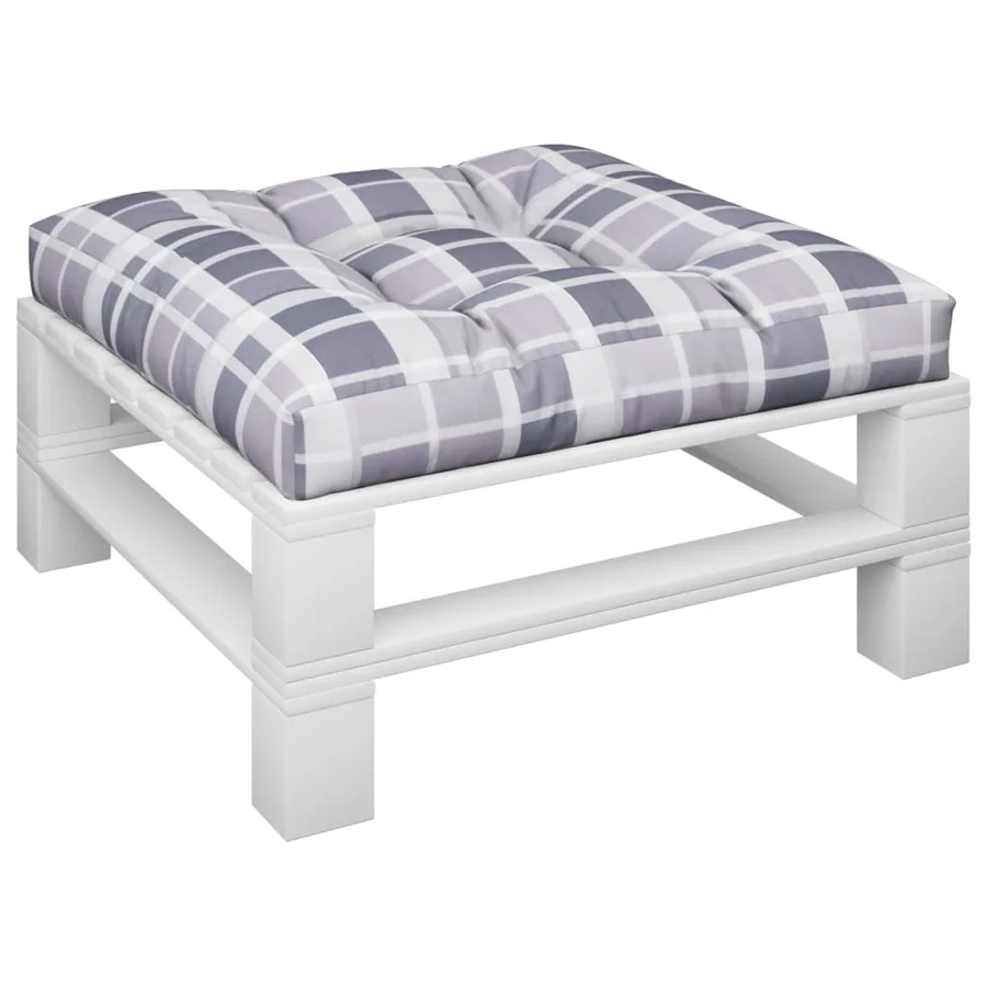Coussin de palette motif à carreaux gris 80x80x12 cm tissu - 3