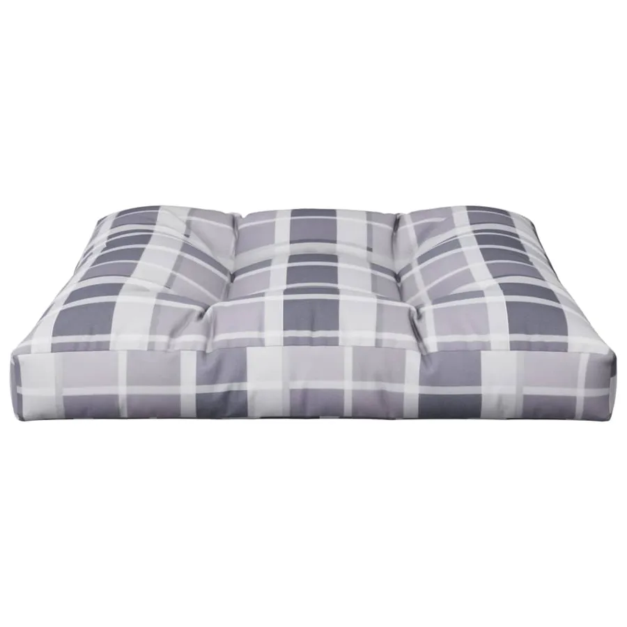 Coussin de palette motif à carreaux gris 80x80x12 cm tissu - 4