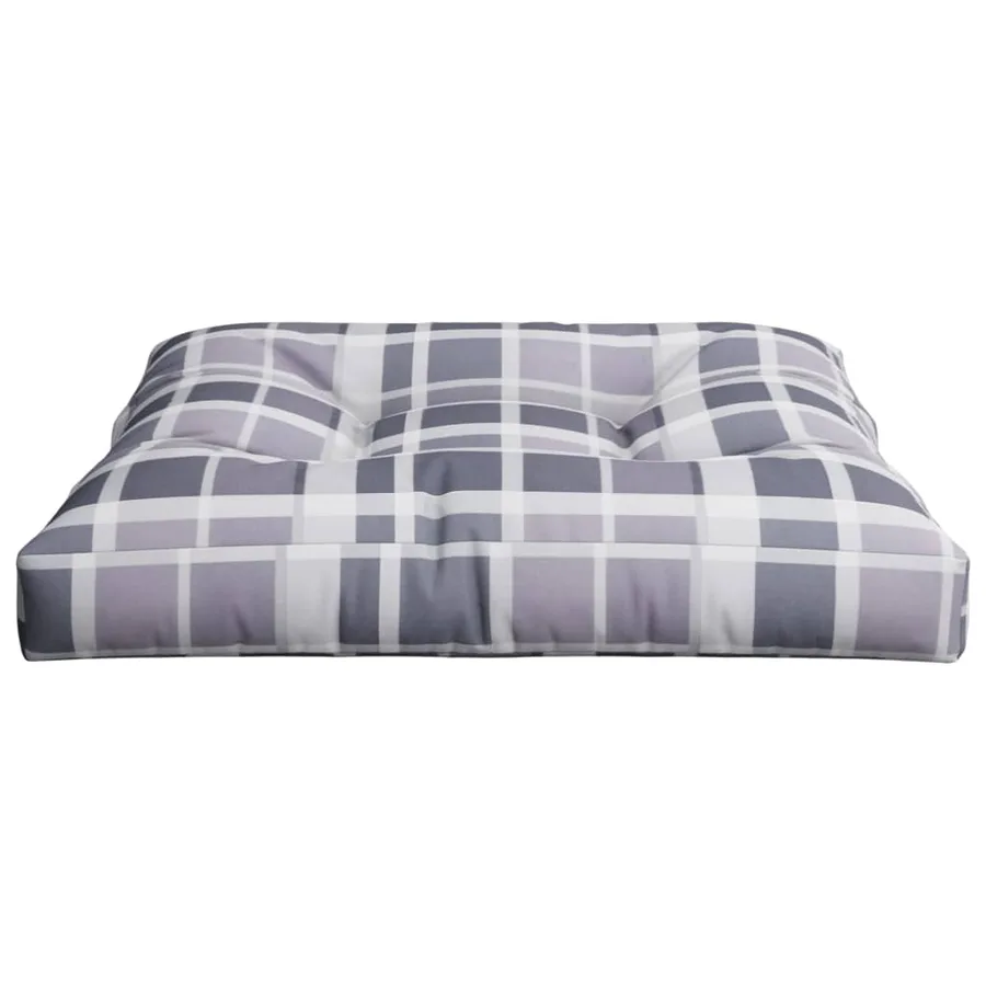 Coussin de palette motif à carreaux gris 80x80x12 cm tissu - 5