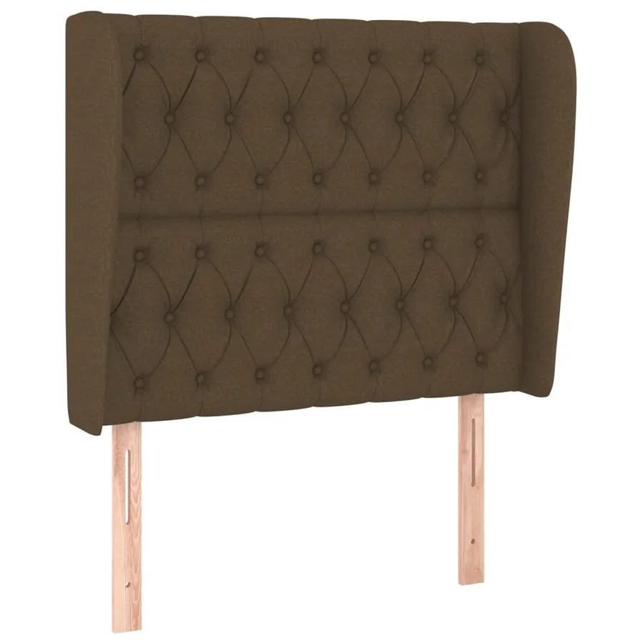 Tête de lit avec oreilles Marron foncé 93x23x118/128 cm Tissu - 2
