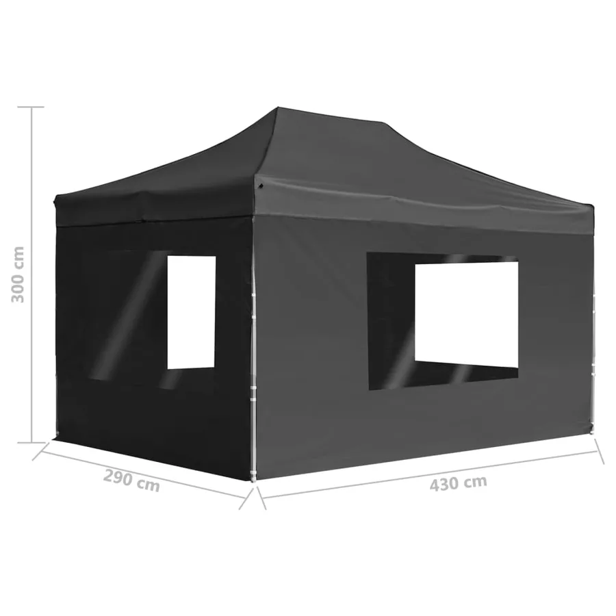 Tente de réception pliable à parois Aluminium 4,5x3m Anthracite - 11