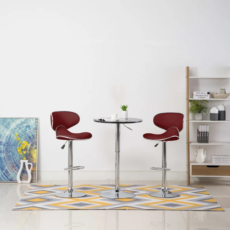 Tabourets de bar lot de 2 rouge bordeaux similicuir