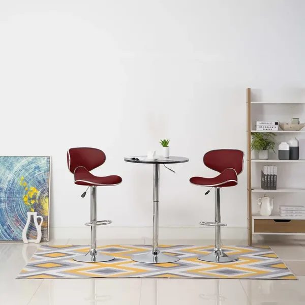 Tabourets de bar lot de 2 rouge bordeaux similicuir