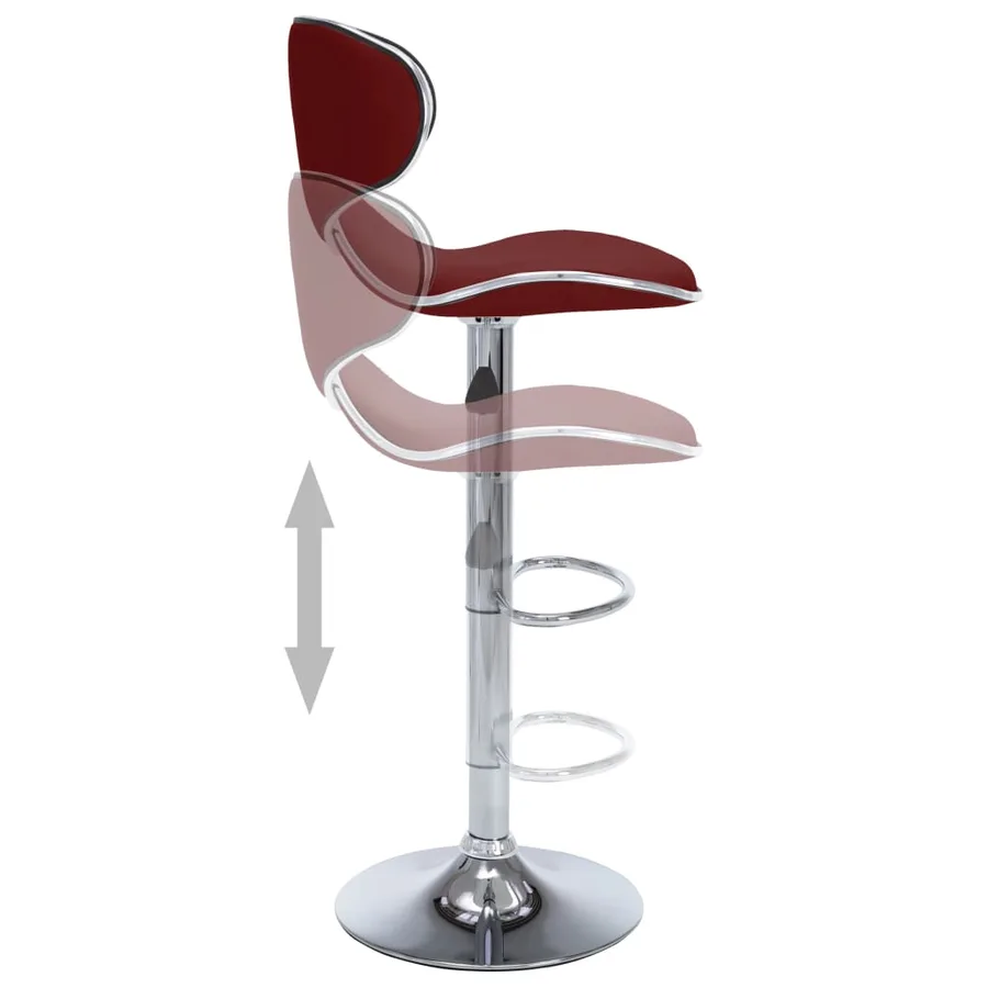 Tabourets de bar lot de 2 rouge bordeaux similicuir - 5