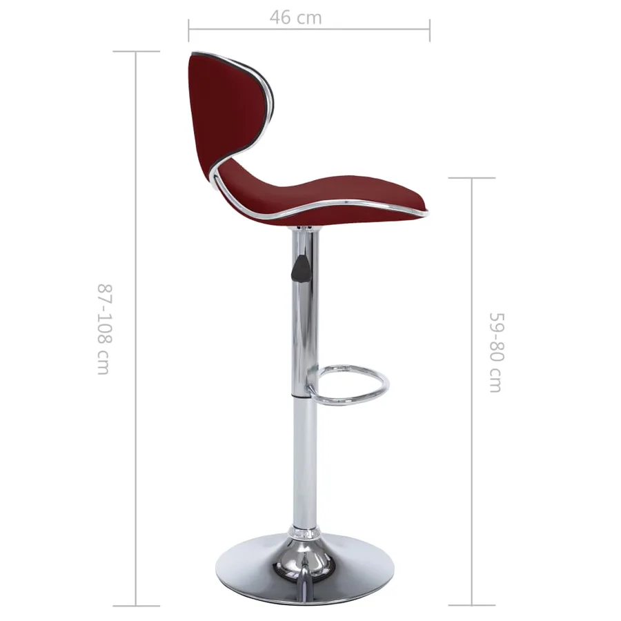 Tabourets de bar lot de 2 rouge bordeaux similicuir - 9
