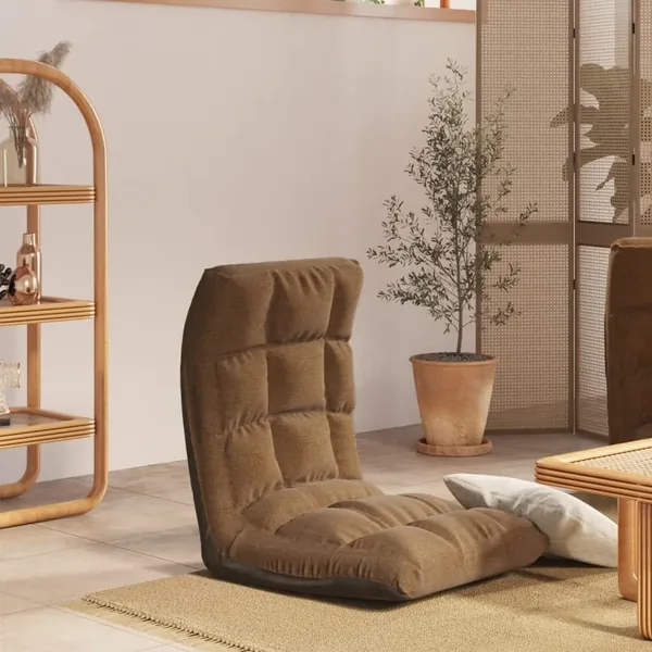 Chaise pliable de sol Marron Tissu