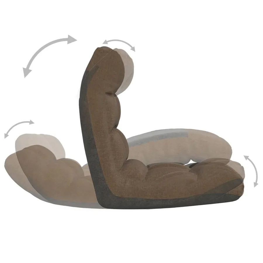 Chaise pliable de sol Marron Tissu - 6