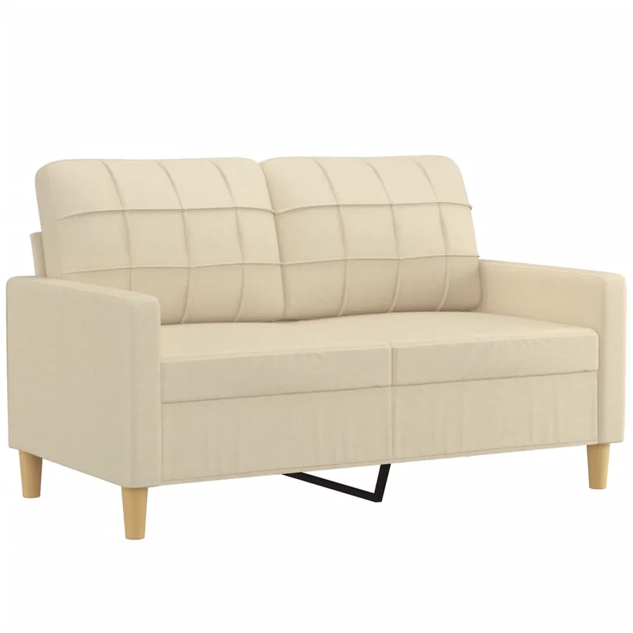 Canapé 2 places avec oreillers décoratifs crème 120 cm tissu - 4