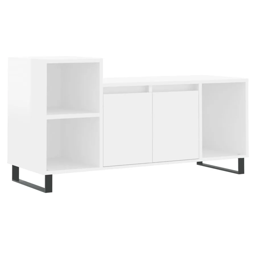 Meuble TV Blanc brillant 100x35x55 cm Bois d'ingénierie - 2