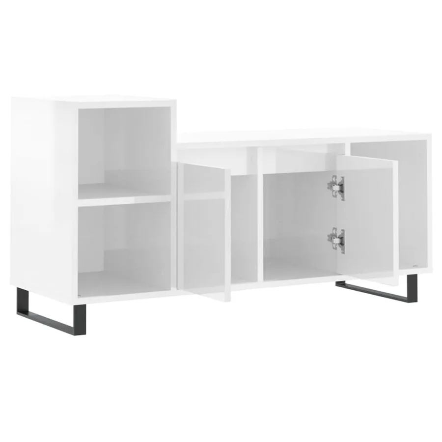 Meuble TV Blanc brillant 100x35x55 cm Bois d'ingénierie - 6