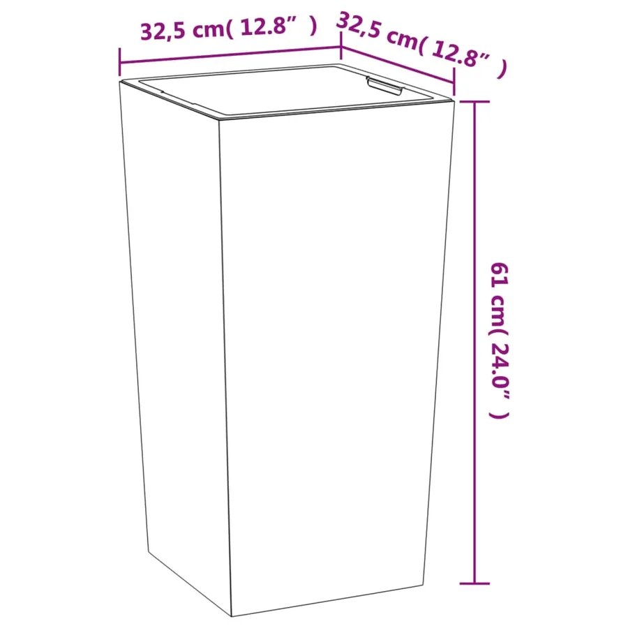 Jardinière et intérieur amovible anthracite 21/49L aspect béton - 7