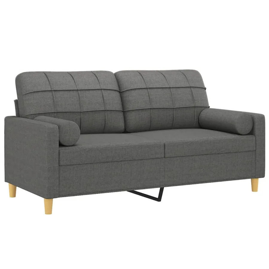 Canapé 2 places avec oreillers gris foncé 140 cm tissu - 3