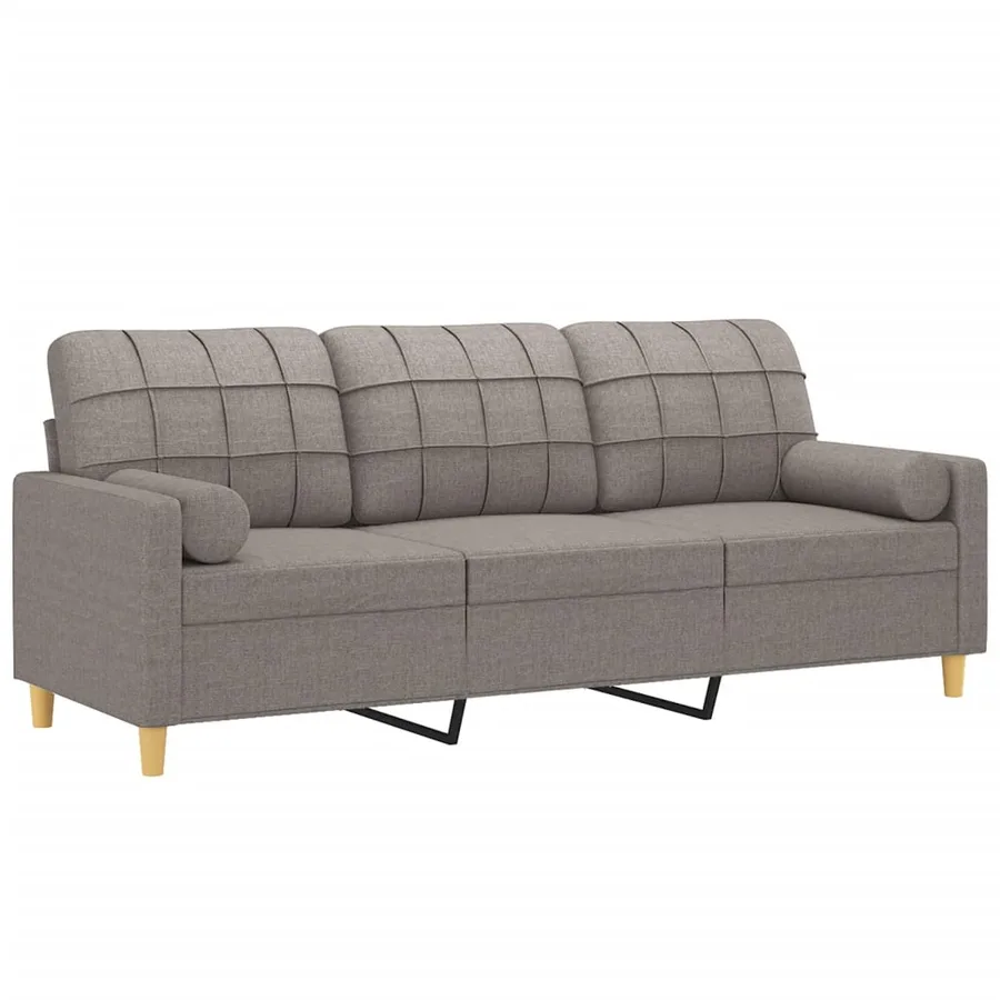 Canapé 3 places avec oreillers décoratifs taupe 180 cm tissu - 3