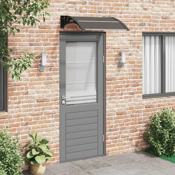 Auvent de porte noir 80 x 75 cm en polycarbonate