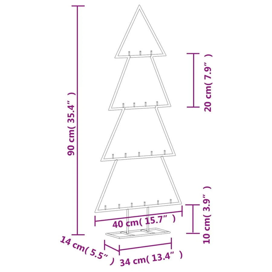 Arbre de Noël en métal pour décoration noir 90 cm - 7