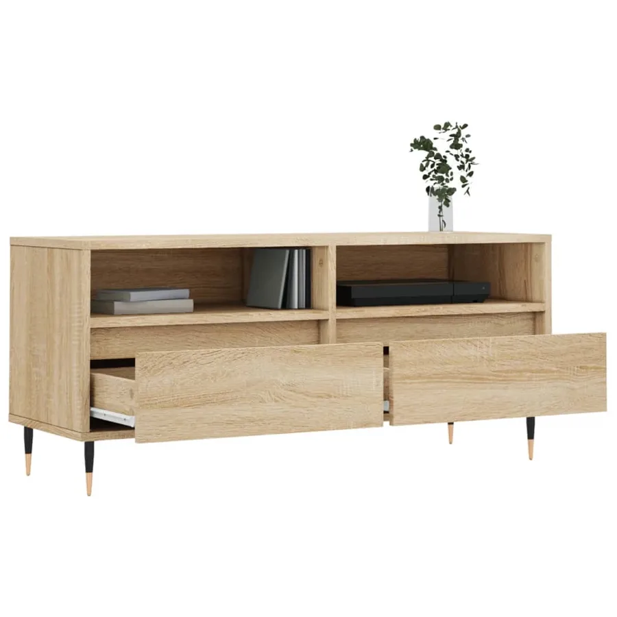 Meuble TV chêne sonoma 100x34,5x44,5 cm bois d'ingénierie - 4