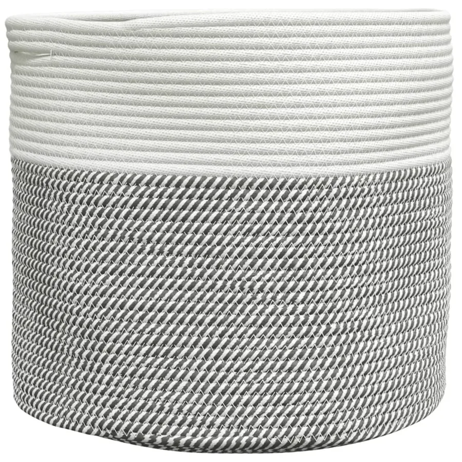 Panier de rangement gris et blanc Ø40x35 cm coton - 2