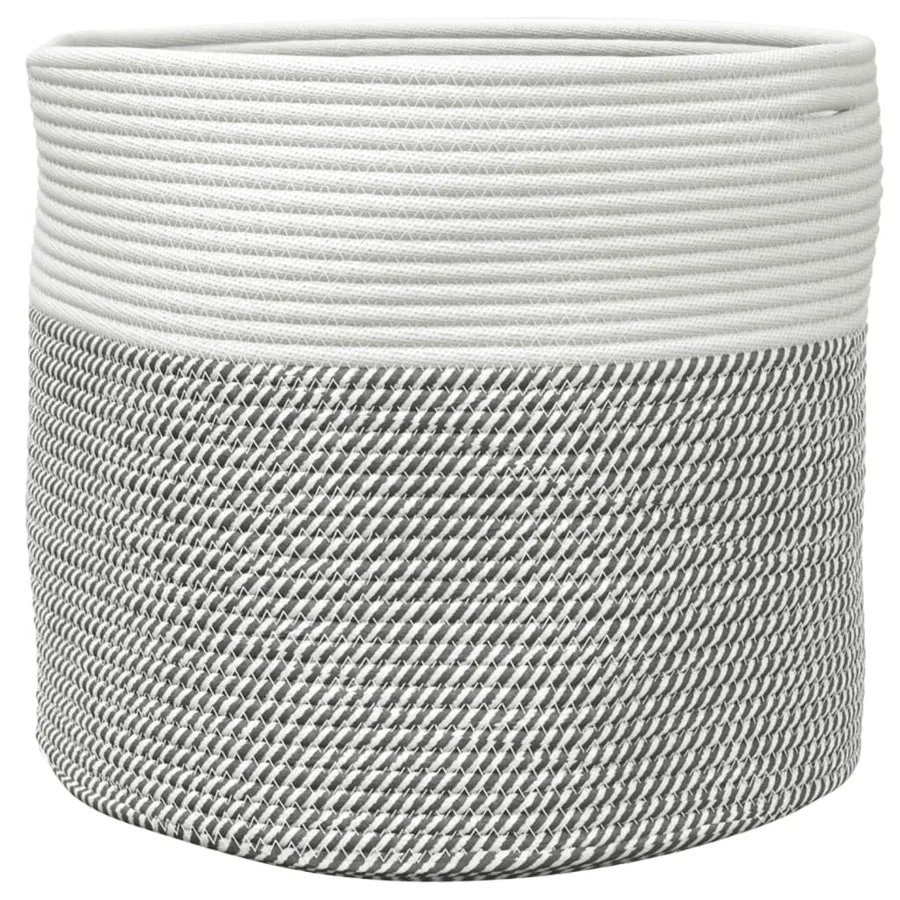 Panier de rangement gris et blanc Ø40x35 cm coton - 5