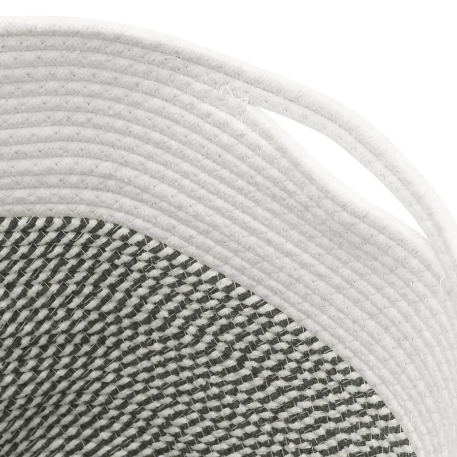 Panier de rangement gris et blanc Ø40x35 cm coton - 6