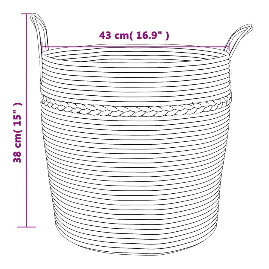 Panier de rangement beige et blanc Ø43x38 cm coton - 9