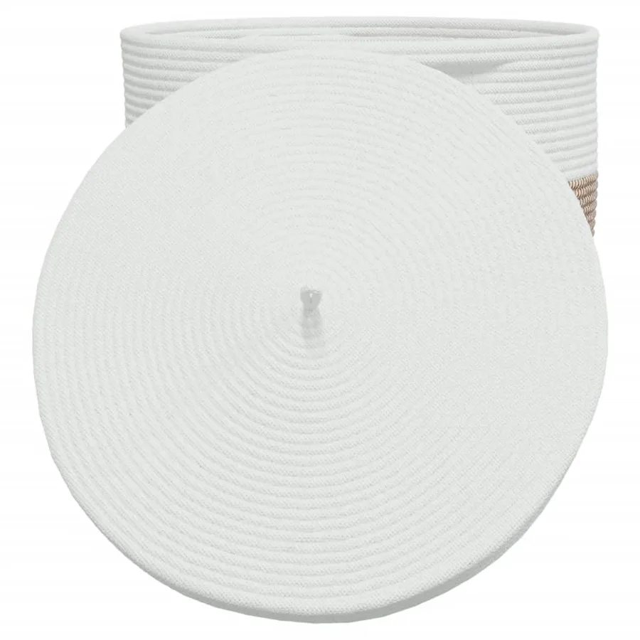 Panier de rangement et couvercle marron et blanc Ø40x35cm coton - 5