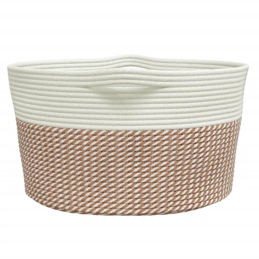 Panier de rangement marron et blanc Ø40x25 cm coton - 5