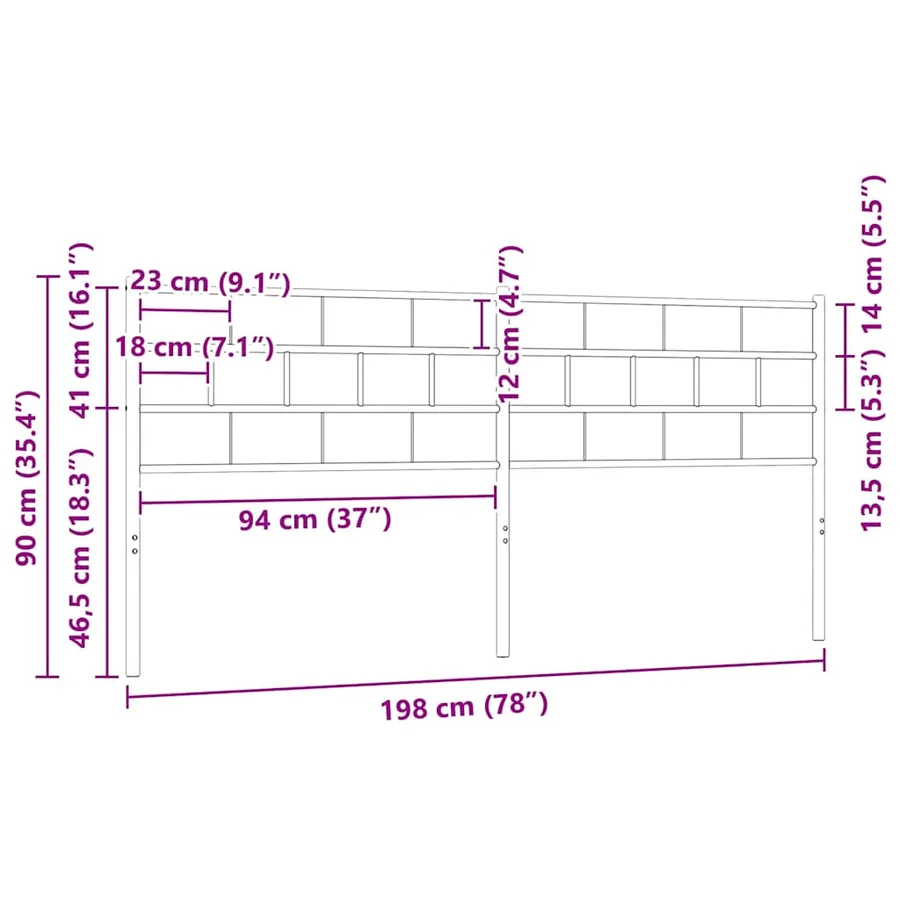 Tête de lit de remplacement métal noir 193 cm - 8