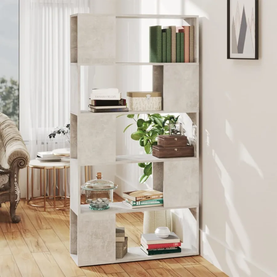 Bibliothèque de séparation Gris béton 80x24x155 cm