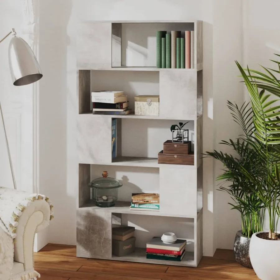 Bibliothèque de séparation Gris béton 80x24x155 cm - 6