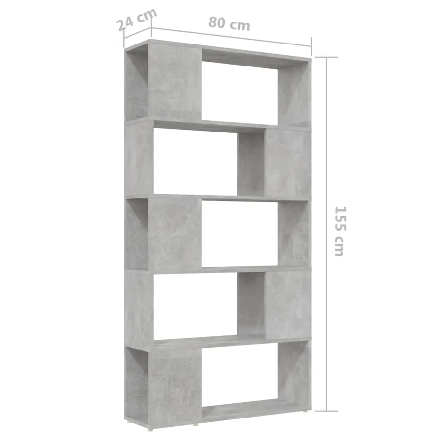 Bibliothèque de séparation Gris béton 80x24x155 cm - 7