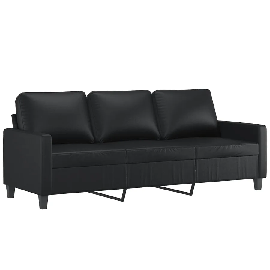 Ensemble de canapés 4 pcs avec coussins Noir Similicuir - 5