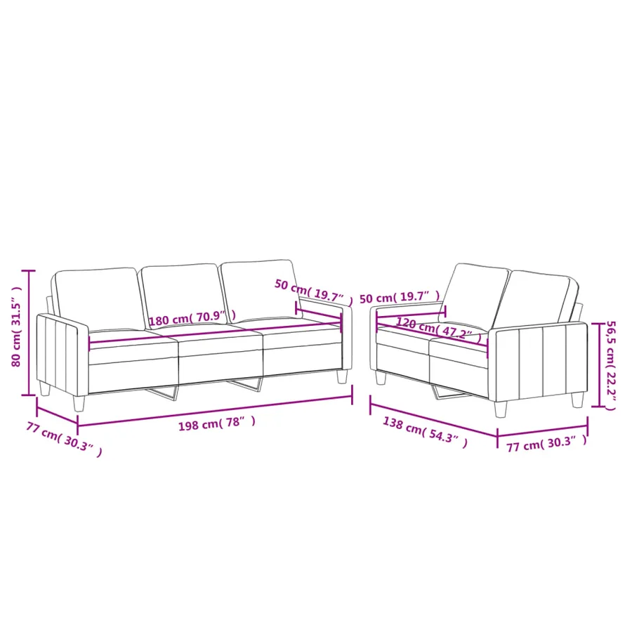 Ensemble de canapés 2 pcs avec coussins Gris Similicuir - 7