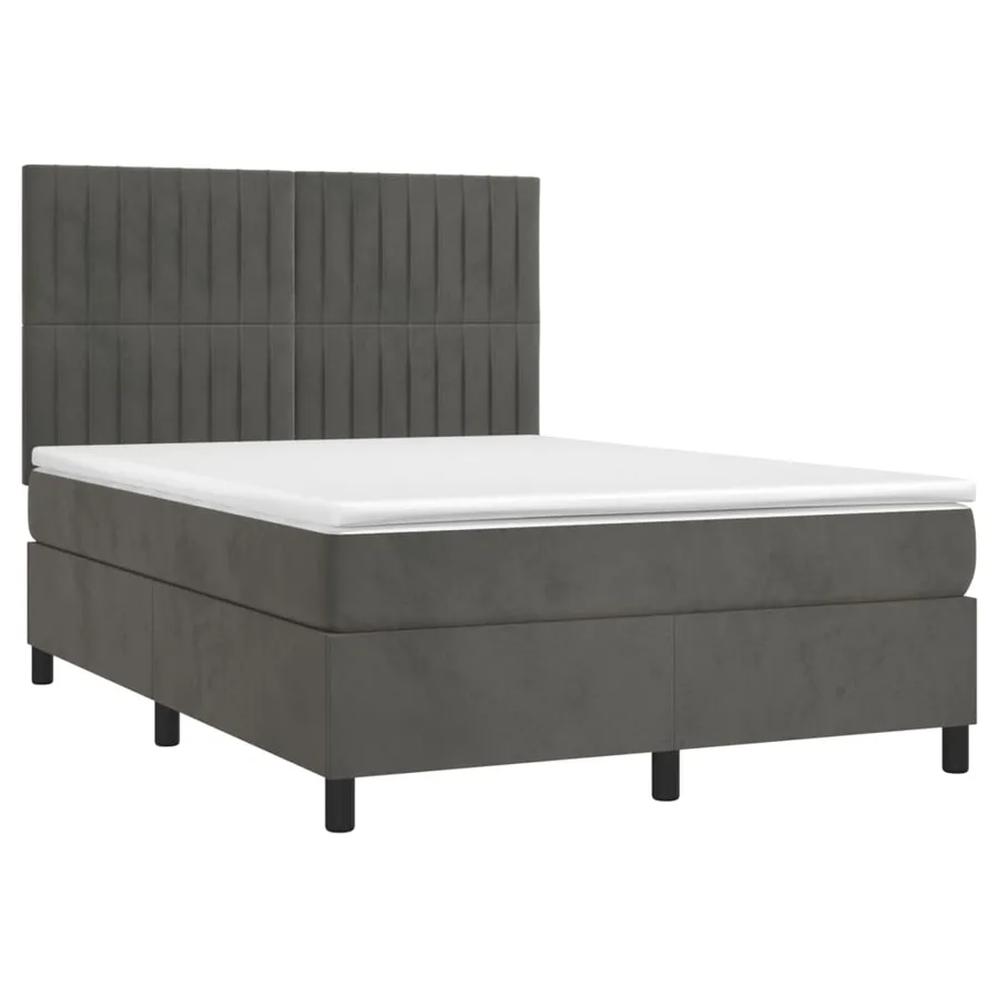 Sommier à lattes de lit et matelas Gris foncé 140x200cm Velours - 3