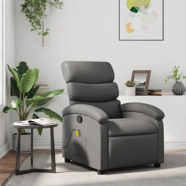 Fauteuil de massage inclinable Gris Similicuir