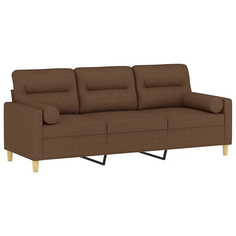 Canapé 3 places avec oreillers décoratifs marron 180 cm tissu - 3