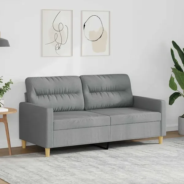 Canapé à 2 places Gris clair 140 cm Tissu