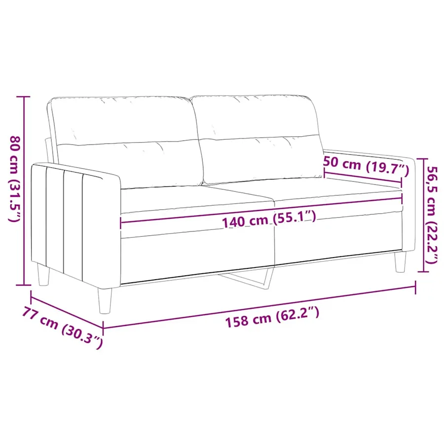 Canapé à 2 places Gris clair 140 cm Tissu - 9