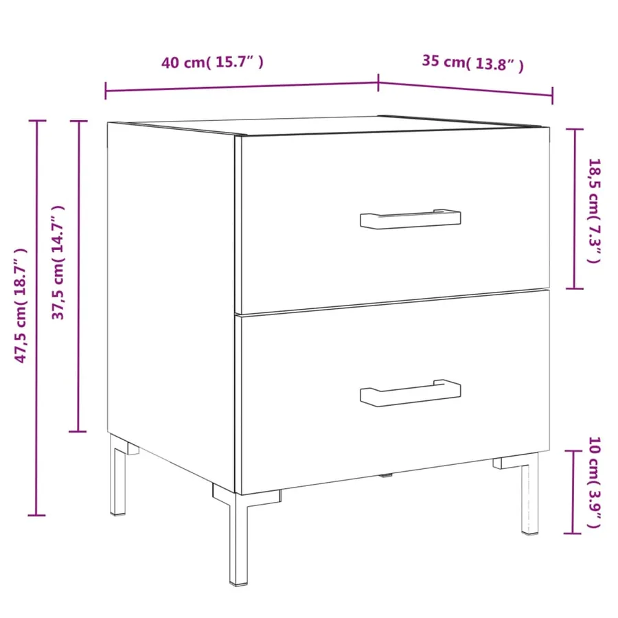 Table de chevet sonoma gris 40x35x47,5 cm bois d’ingénierie - 12