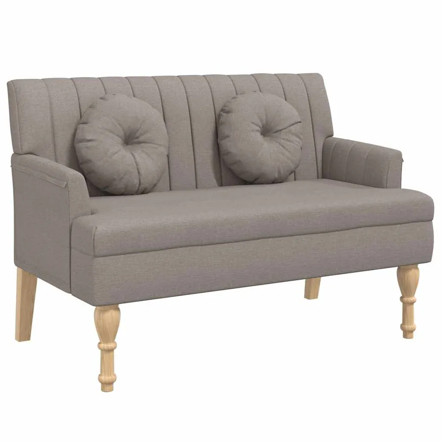 Banc avec coussins taupe 113x64,5x75,5 cm tissu - 2