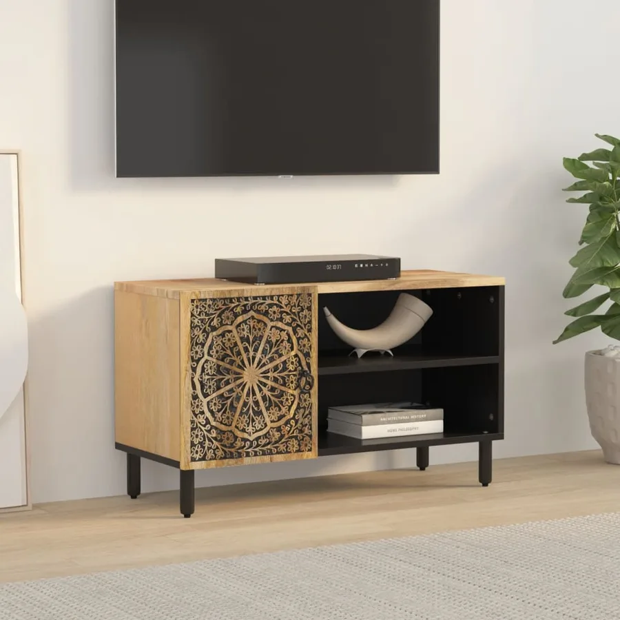 Meuble TV 80x31x46 cm bois massif de manguier - 3