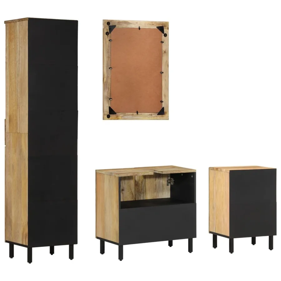 Ensemble de meubles de salle de bain 4 pcs bois manguier massif - 4