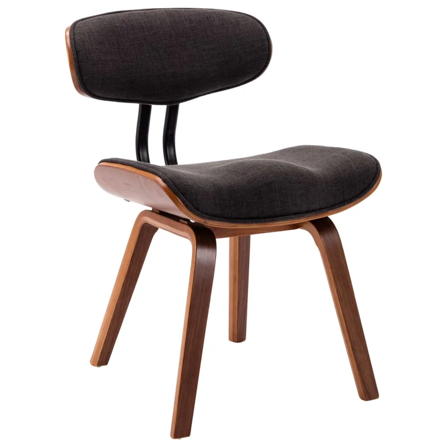 Chaises à manger lot de 2 gris bois courbé et tissu - 3