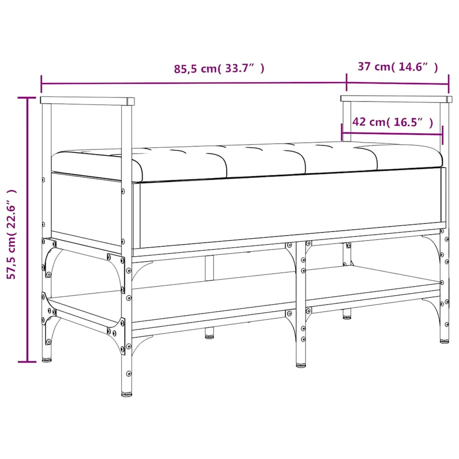 Banc à chaussures sonoma gris 85,5x42x57,5 cm bois d'ingénierie - 11