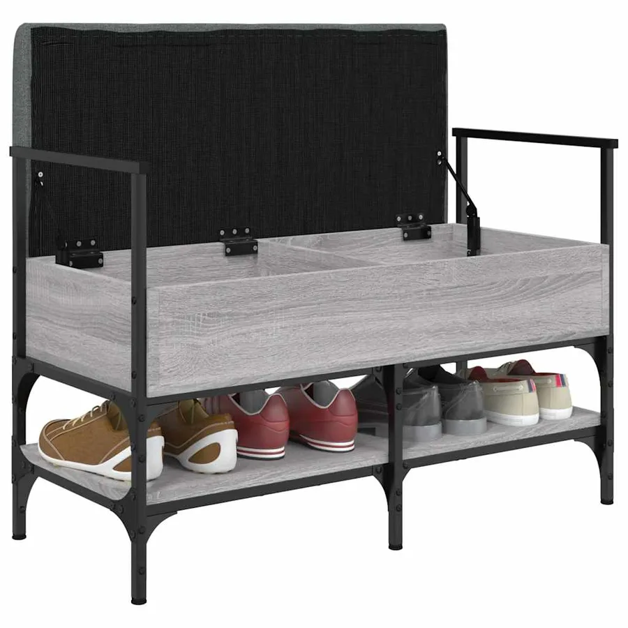 Banc à chaussures sonoma gris 85,5x42x57,5 cm bois d'ingénierie - 4
