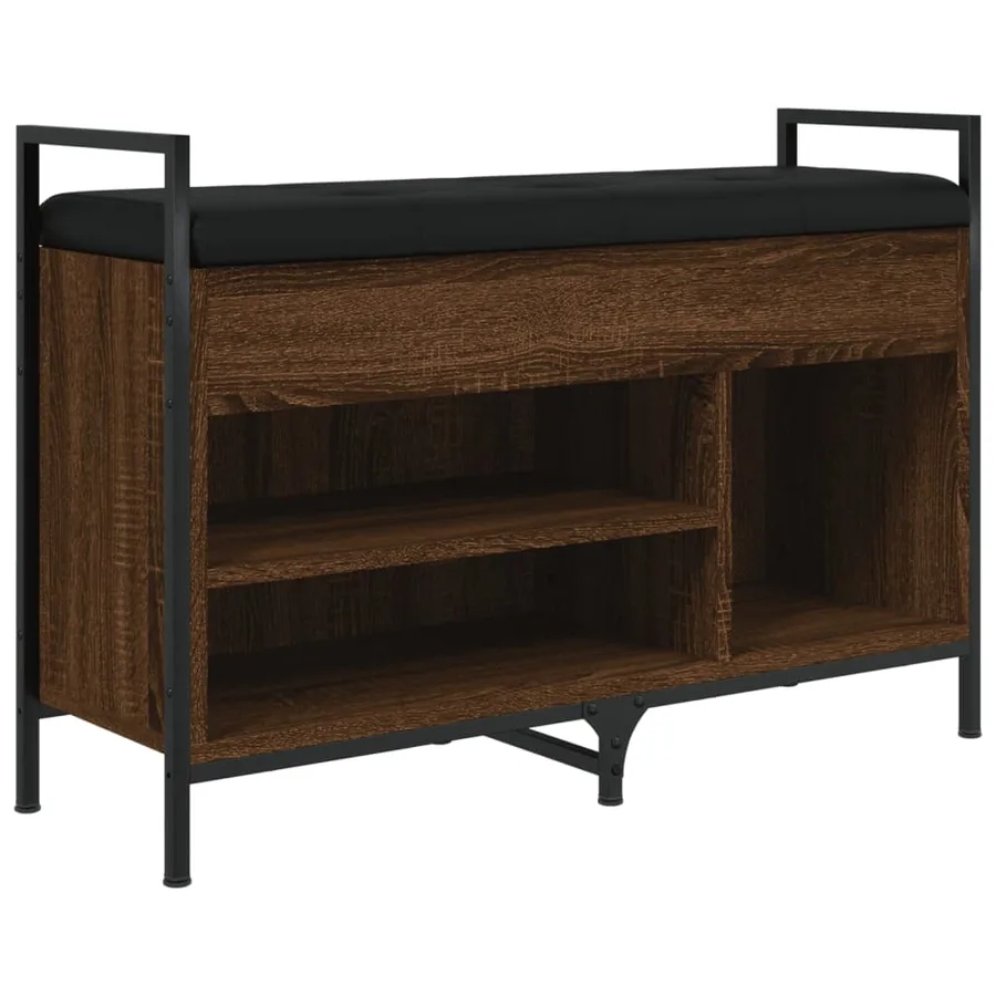 Banc à chaussures chêne marron 85,5x32x57,5cm bois d'ingénierie - 2