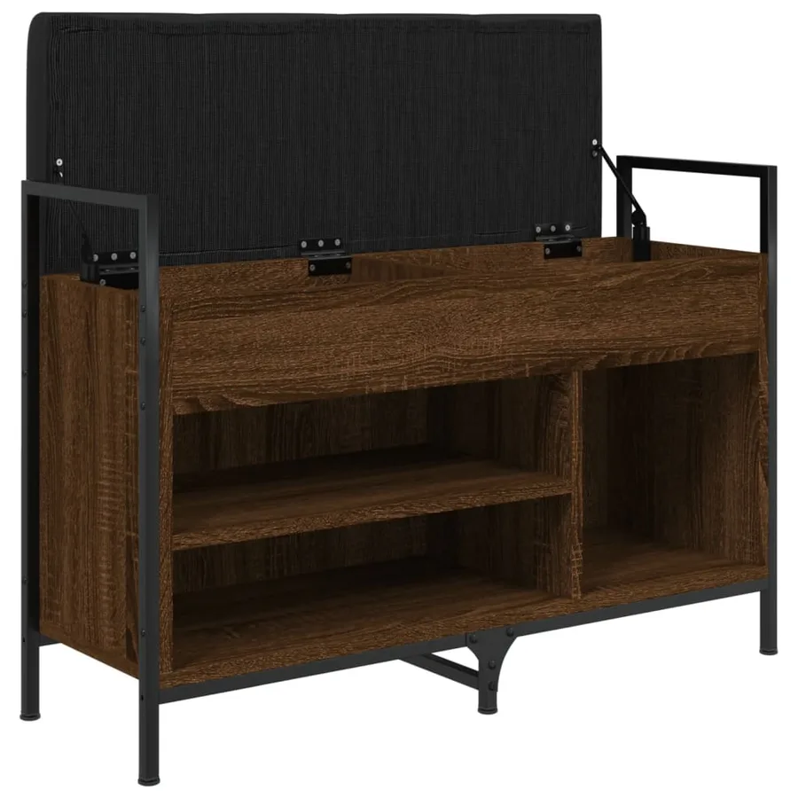 Banc à chaussures chêne marron 85,5x32x57,5cm bois d'ingénierie - 5