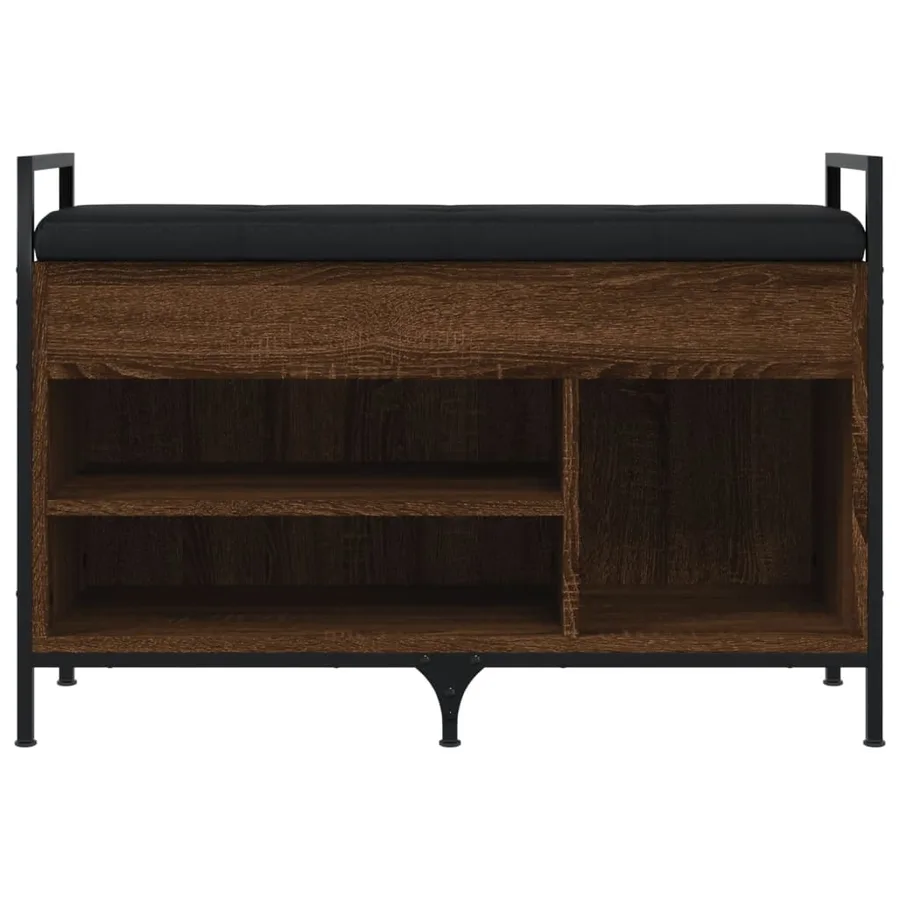 Banc à chaussures chêne marron 85,5x32x57,5cm bois d'ingénierie - 6