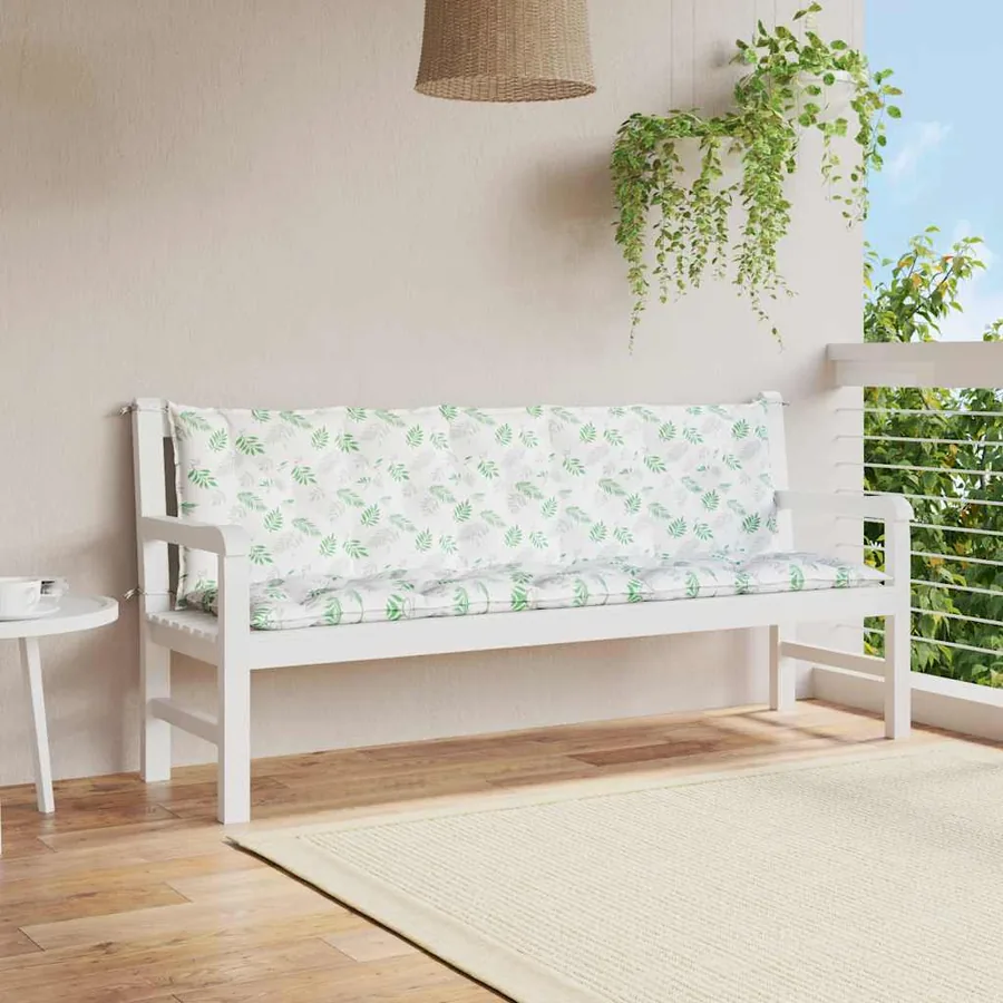 Coussins de banc jardin lot de 2 motif de feuilles tissu Oxford